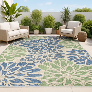 Zinnia Modern Floral Textured Weave Indoor/outdoor Area Rug